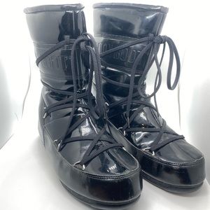 Tecnica Vintage The Original Black Moon Boots Size 6.5 Mid Calf Puffer Lace Up